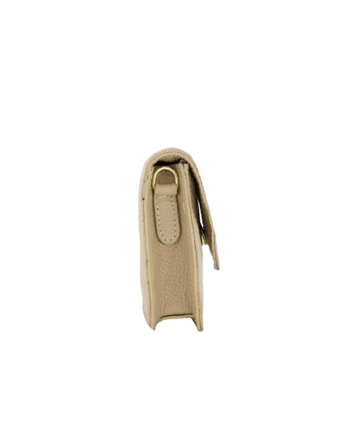 Lederen crossbody clutch in taupe