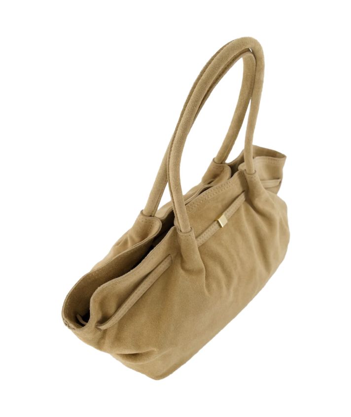 Mila suède tas schoudertas in beige