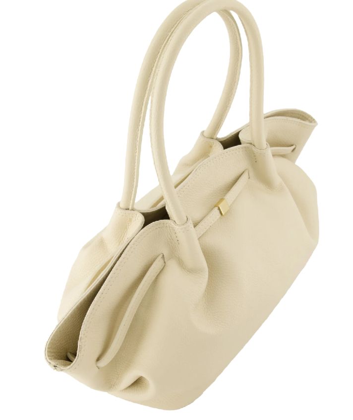 Mila lederen schoudertas in beige