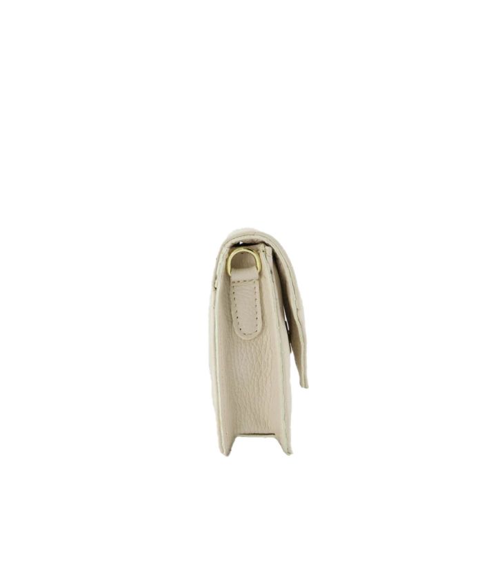 Lederen crossbody clutch in lichtbeige