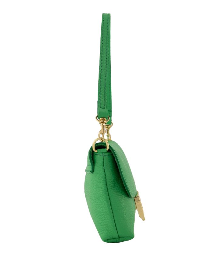 Helene lederen clutch in biljartgroen