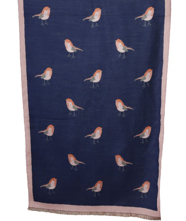 Wol-blend XL sjaal met vogelprint