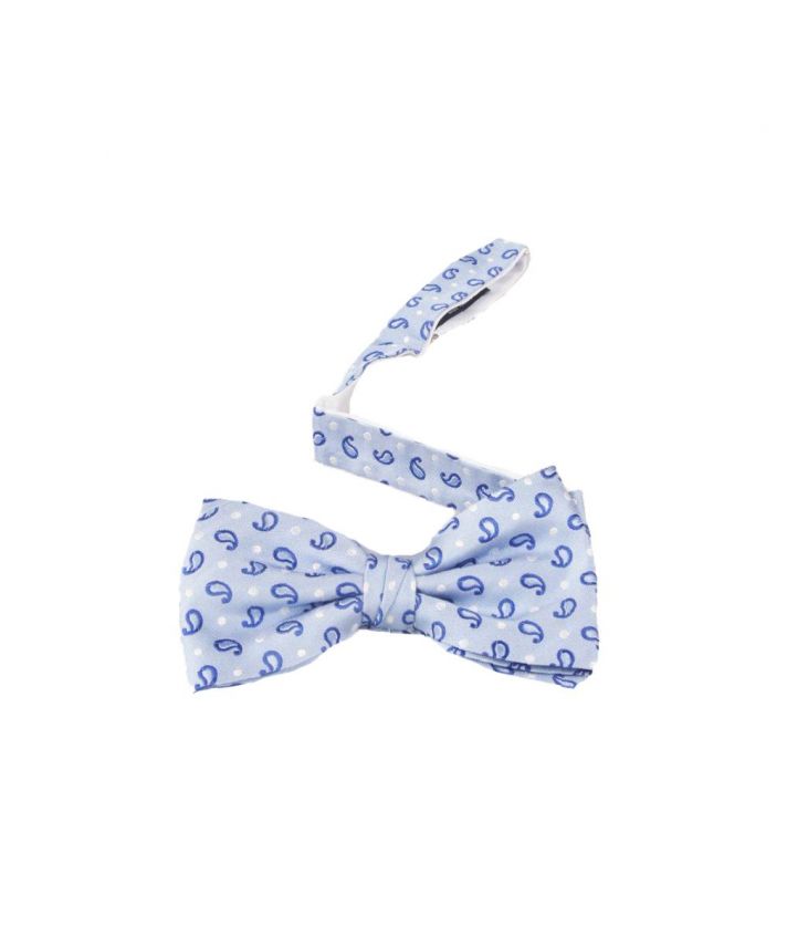 Blauwe zijden vlinderstrik met donkerblauwe klassieke paisley