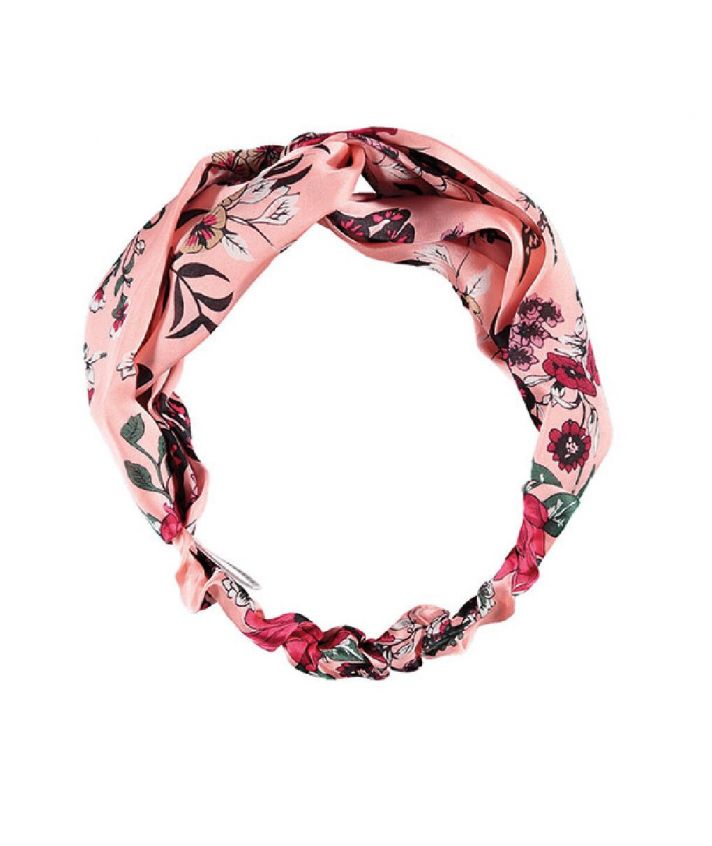 Lichtroze haarband met bloemenprint