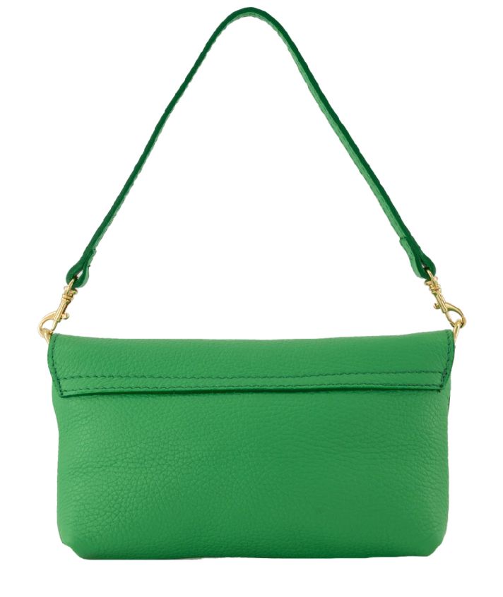 Helene lederen clutch in biljartgroen
