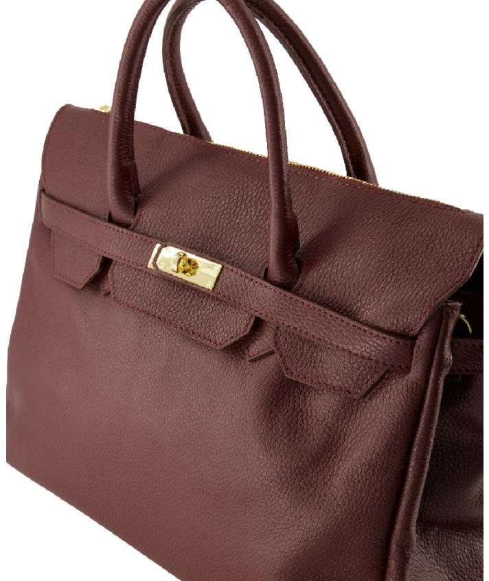 Yara large lederen handtas – Bordeaux