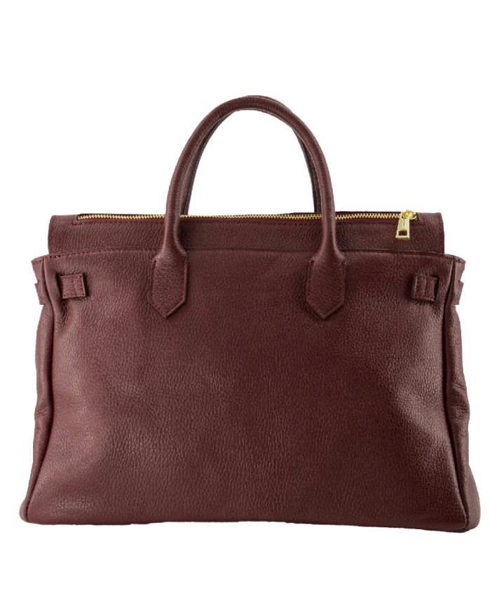 Yara large lederen handtas – Bordeaux