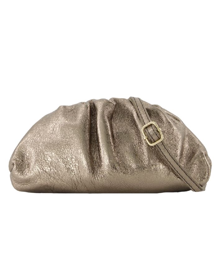 Bronskleurige leren clutch