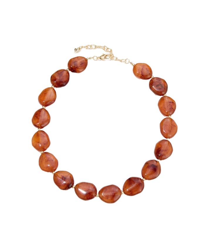 Tess kralenketting met natuursteenlook in bruin