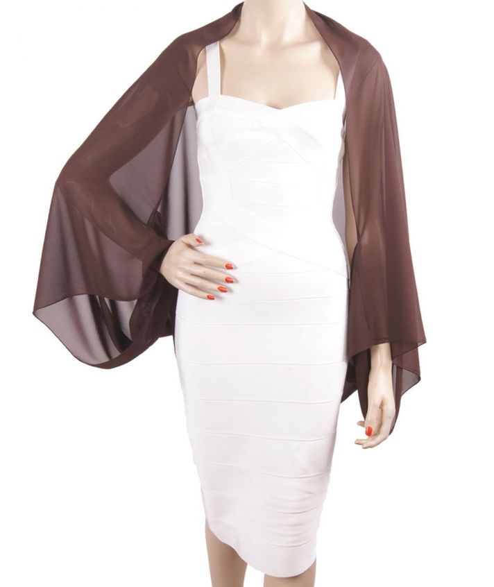 Donkerbruine bolero stola van crêpe voile