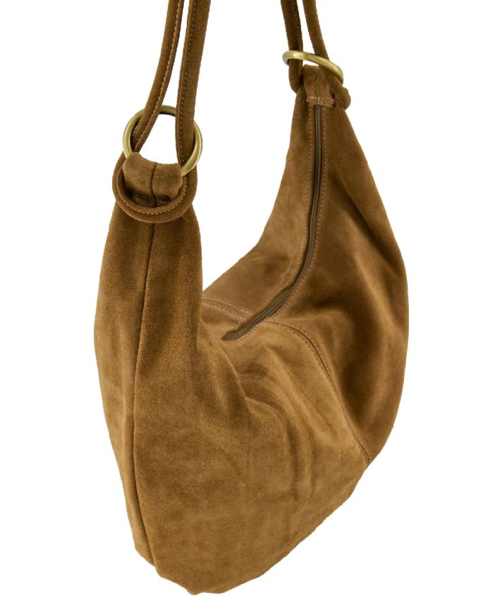 Suède shopper tas in camel