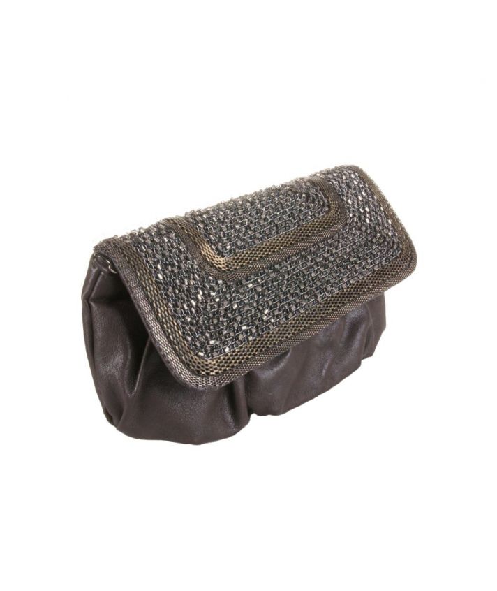 Bruine immitatie leren clutch