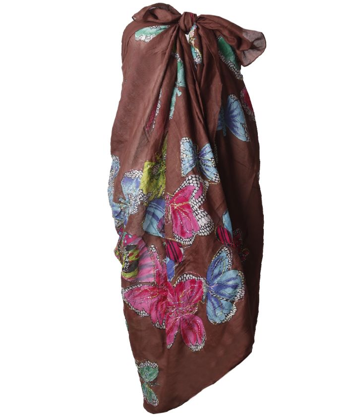 Bruine pareo met vlinder print