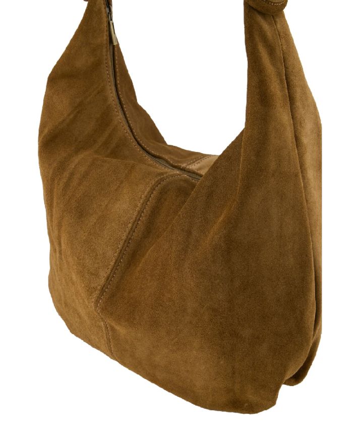 Suède shopper tas in camel