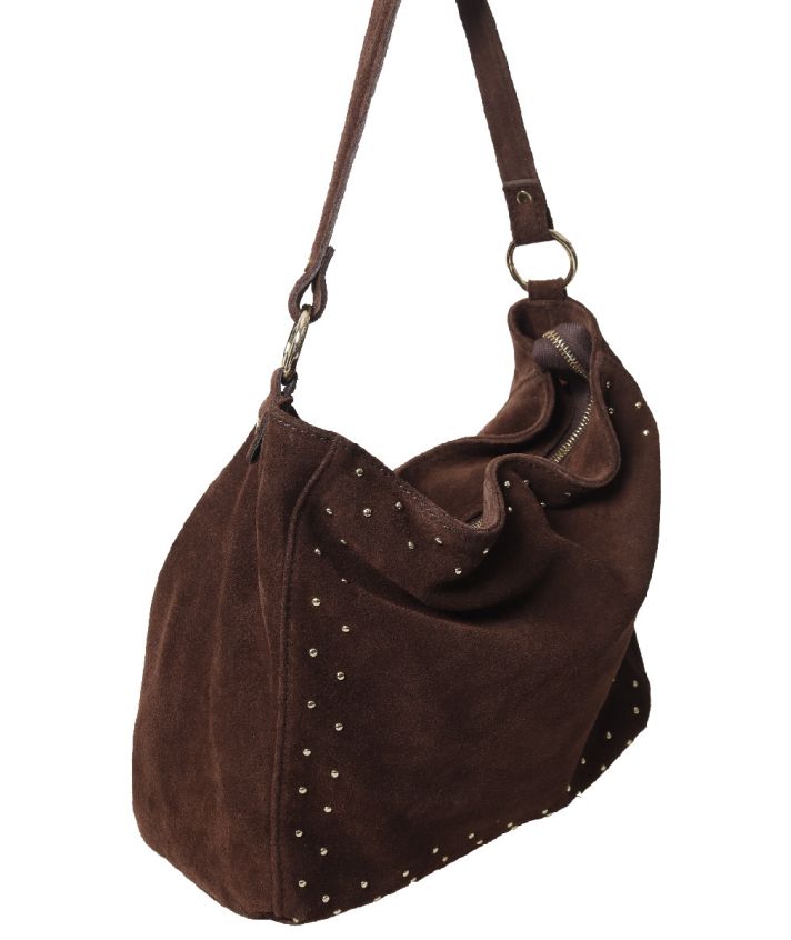 Lottie suède handtas met studs