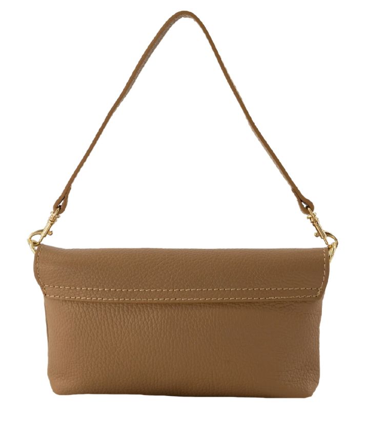 Helene lederen clutch in camel