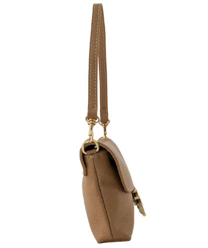 Helene lederen clutch in camel