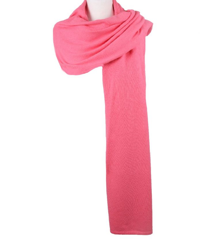 Kasjmier-blend sjaal/omslagdoek in zuurstok roze