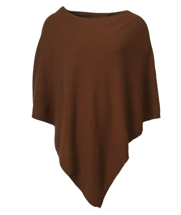 Poncho in kasjmier-blend in bruin