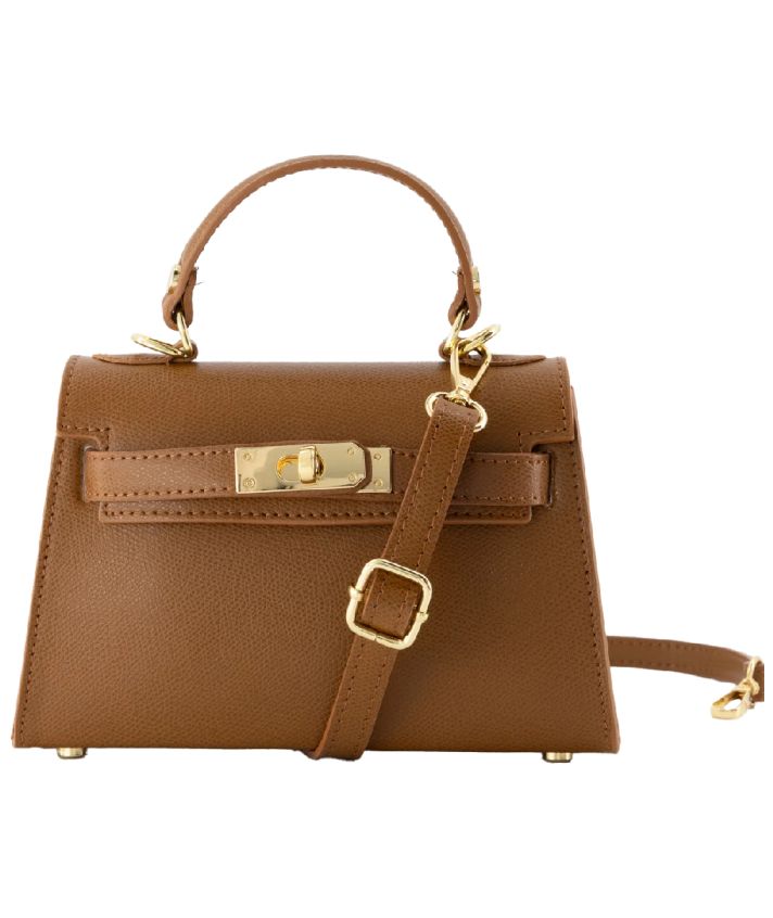 Livia lederen handtas in cognac 