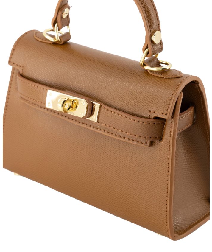 Livia lederen handtas in cognac 