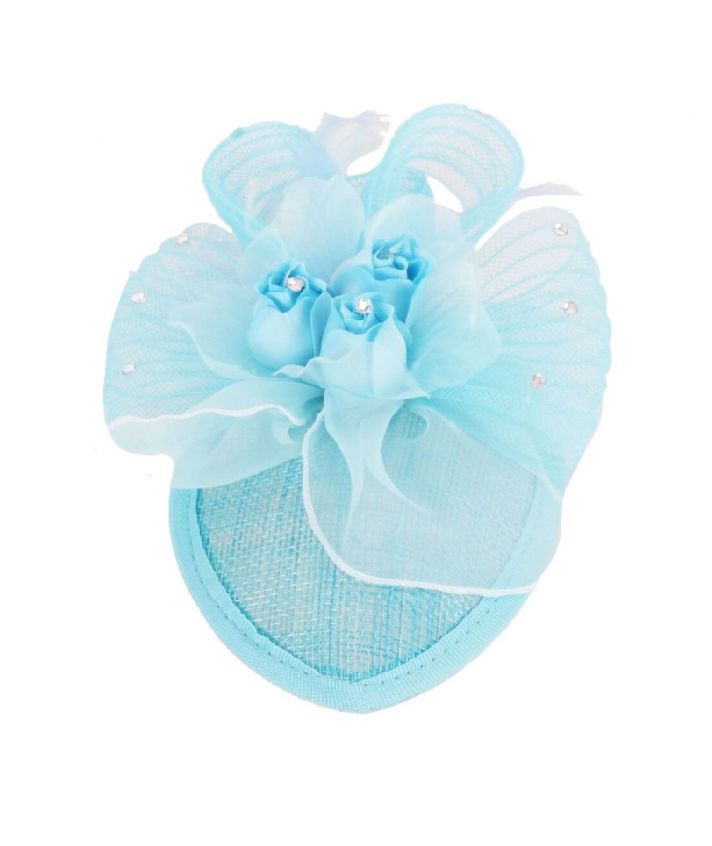 Turquoise haarbloem/Corsage met rozen