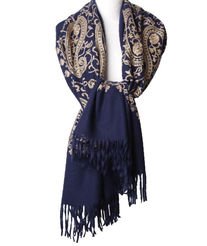 Zachte omslagdoek met geweven paisley dessin