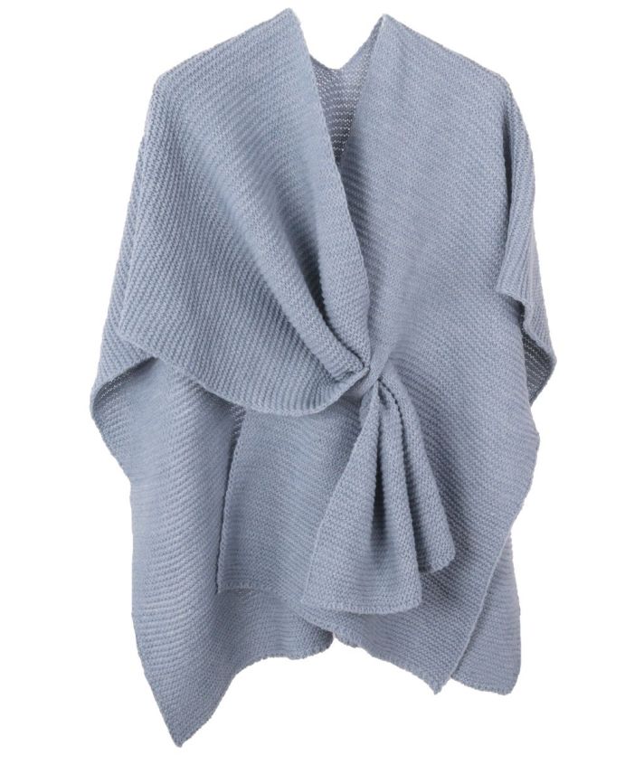 Alpaca-blend omslagdoek in denimblauw met lus
