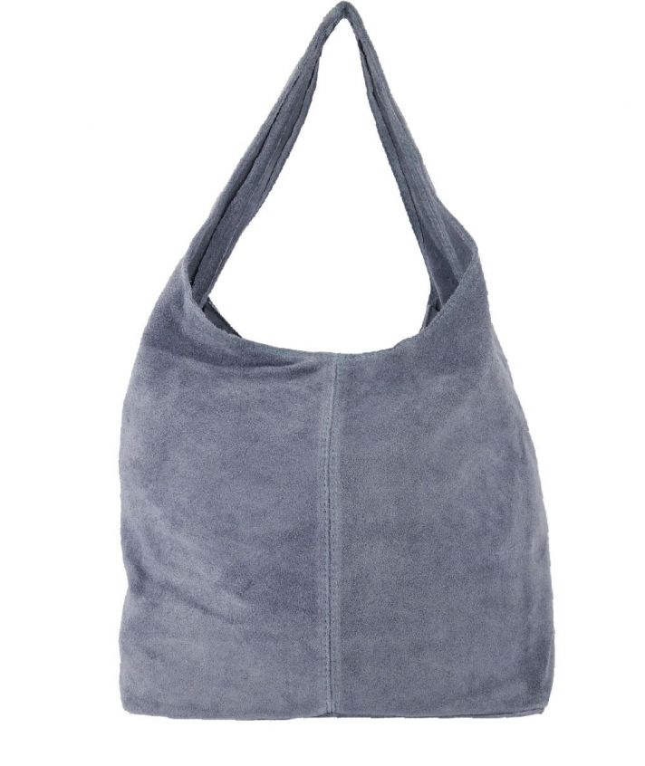Denimblauwe suède shopper met rits