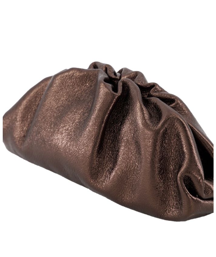Metallic leren clutch in donker brons
