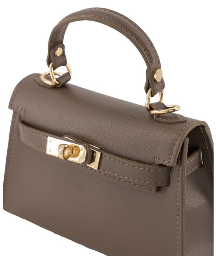 Livia lederen handtas in donker taupe