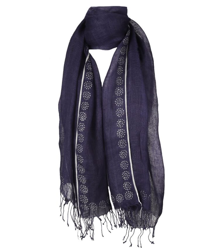 Donkerblauwe linnen sjaal 