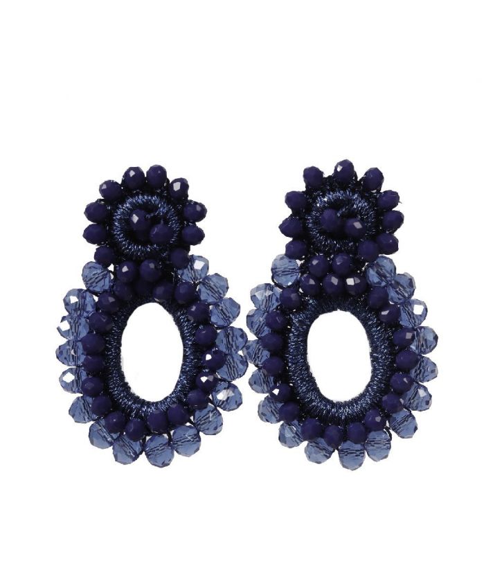 Statement oorbellen in donkerblauw
