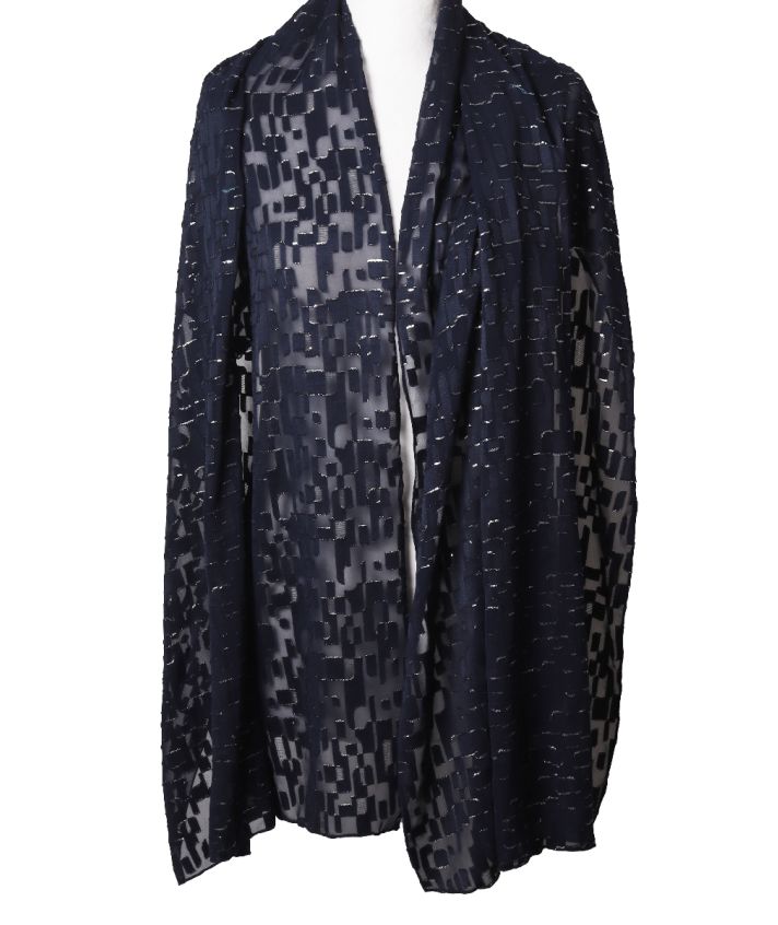 Marineblauwe stola met zilveren details
