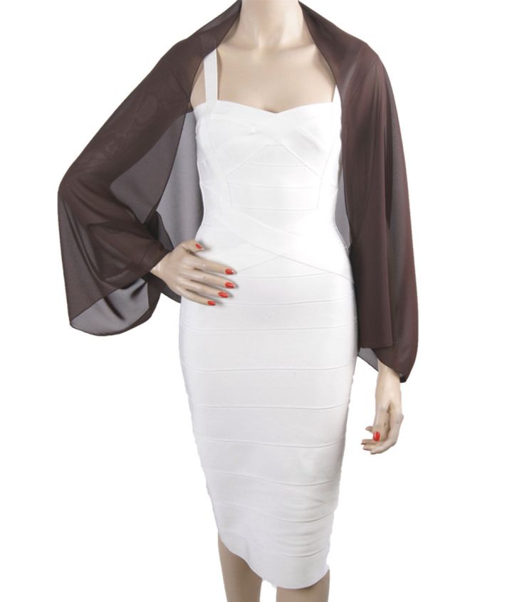 Korte donkerbruine crêpe voile bolero stola