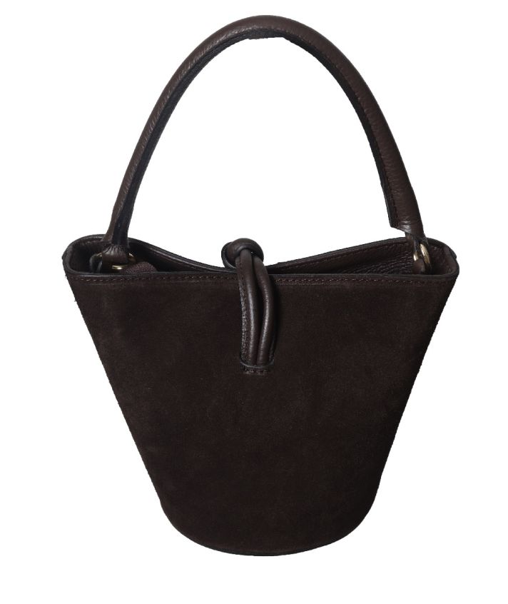Leren suède bucket tas