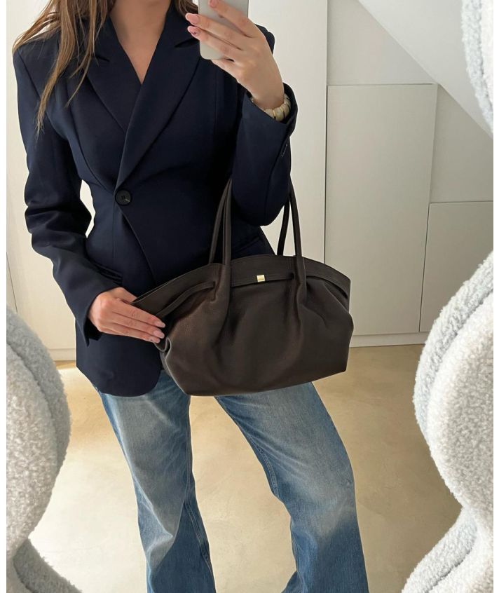 Mila lederen schoudertas in taupe