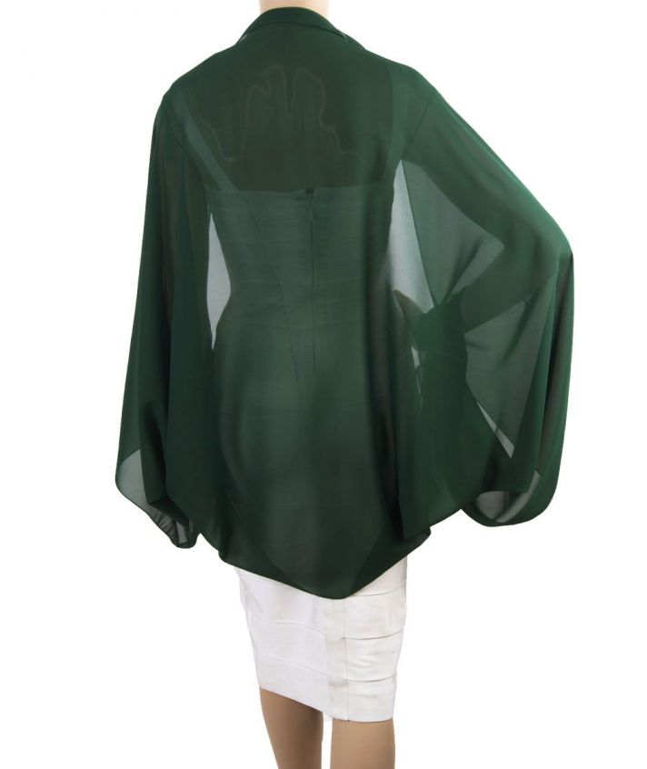 Bolero stola van effen donkergroene crêpe voile
