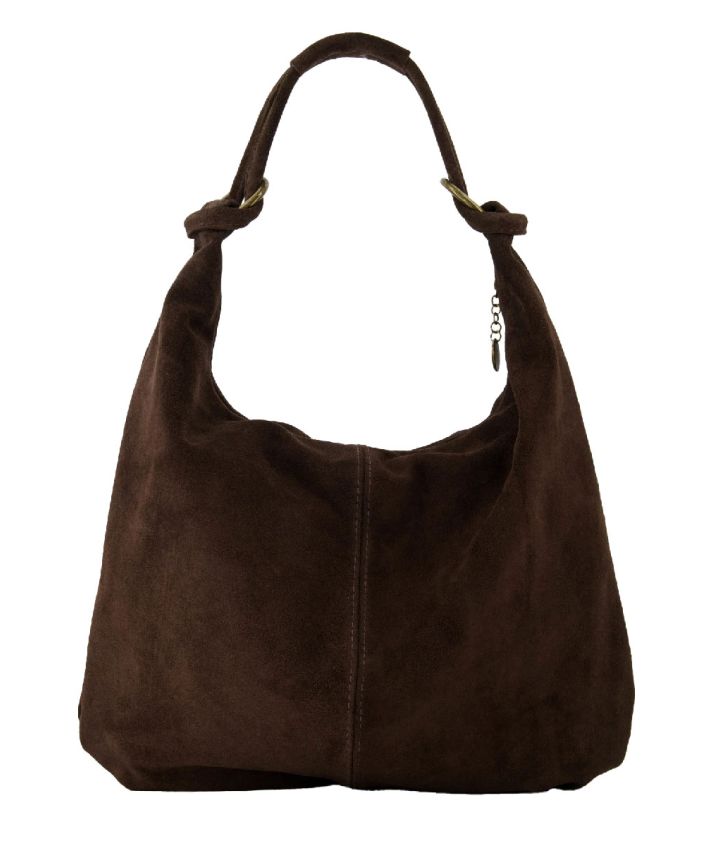 Suède shopper tas in donkerbruin
