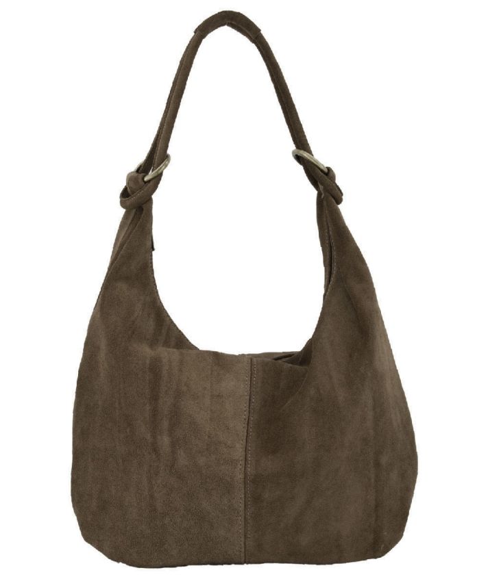 Suède shopper tas in taupe