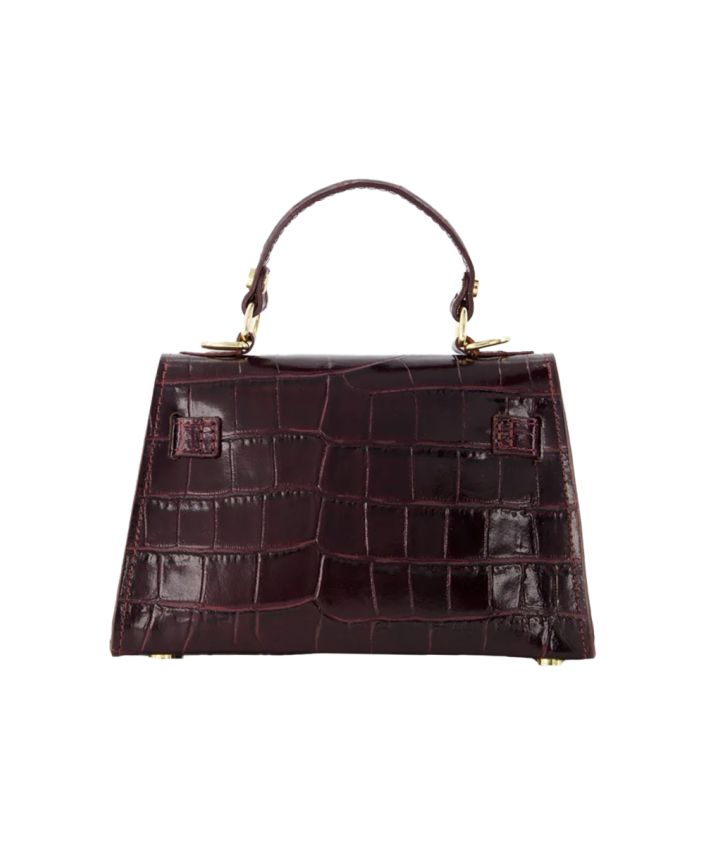 Livia lederen croco handtas in bordeaux rood