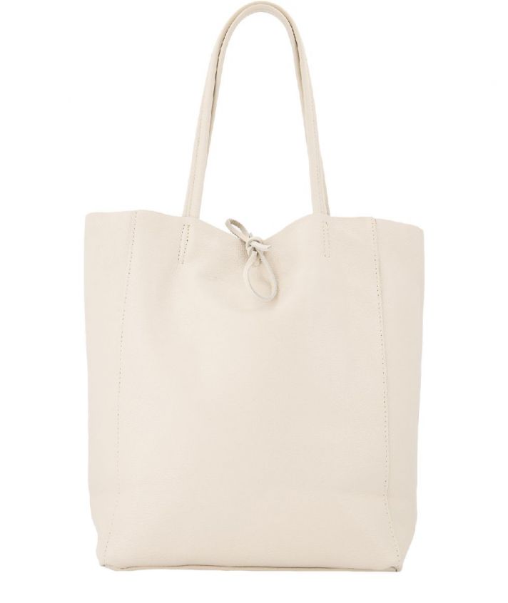 Lederen shopper in ecru