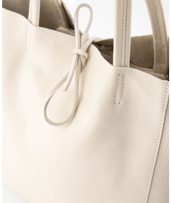 Lederen shopper in ecru