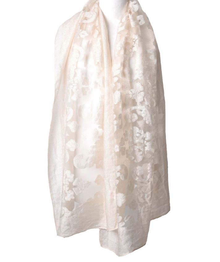 Stola van doorschijnend jacquard kant