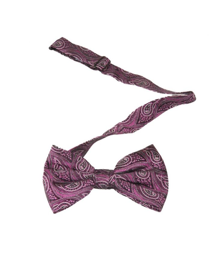 Fuchsia - zwarte zijden vlinderstik met paisley patroon