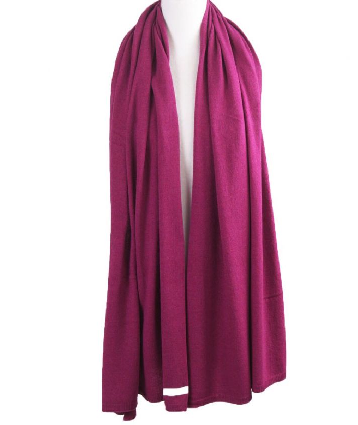 Kasjmier-blend sjaal/omslagdoek in fuchsia
