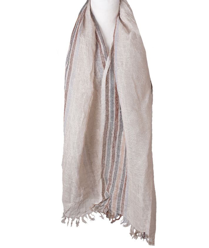 Gestreepte linnen-blend sjaal – crushed look