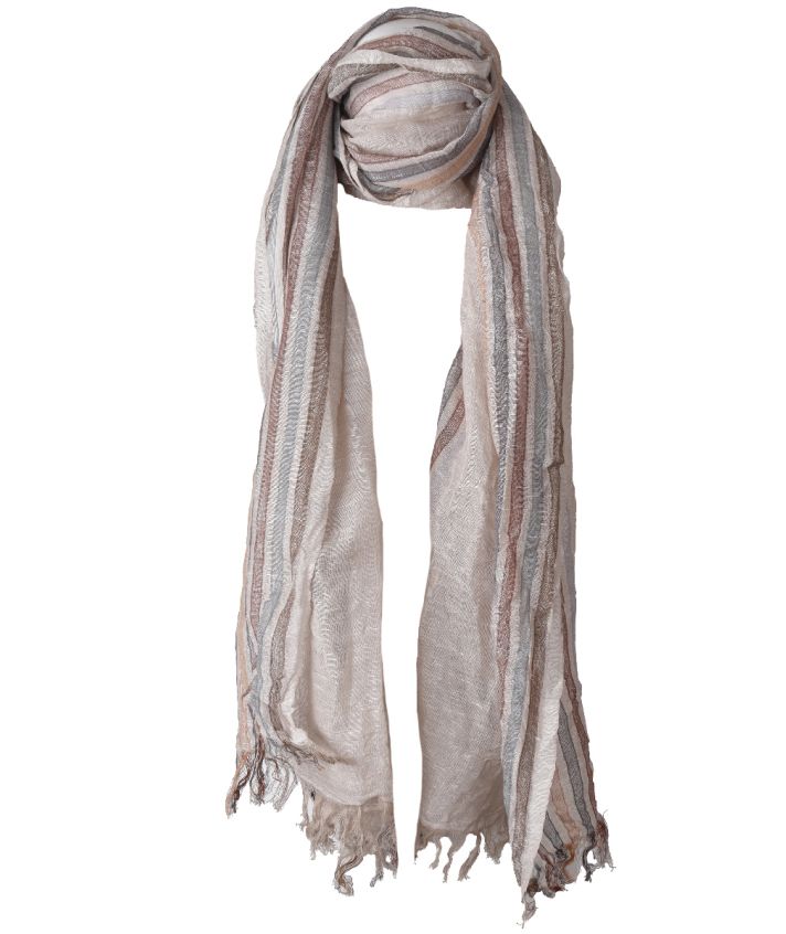 Gestreepte linnen-blend sjaal – crushed look