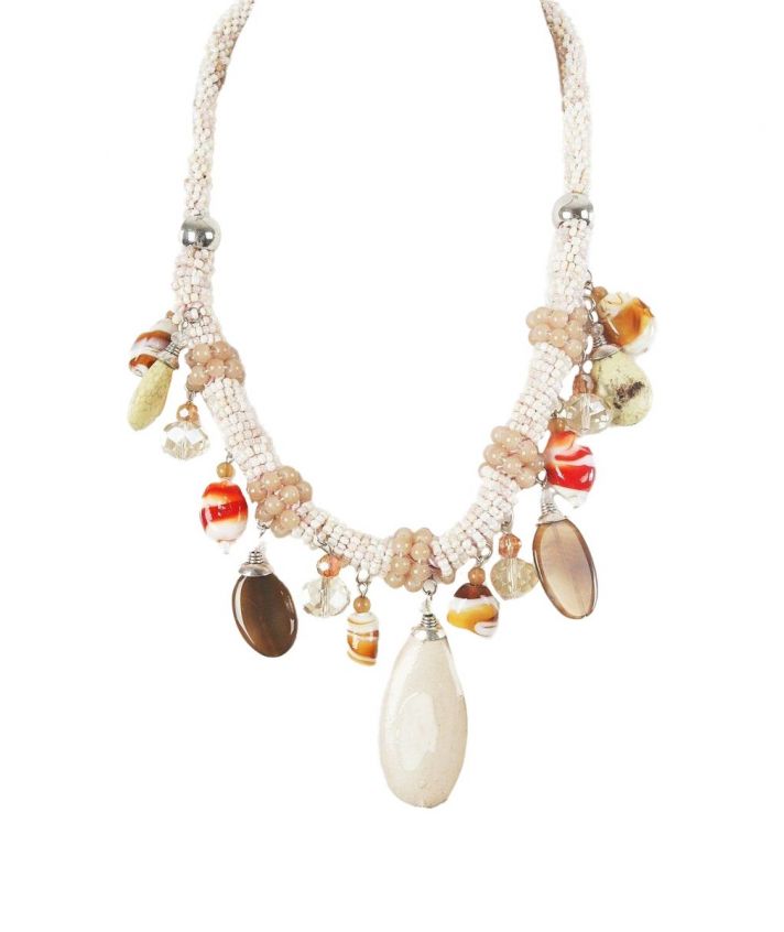 Glaskralen ketting met stenen-hangers