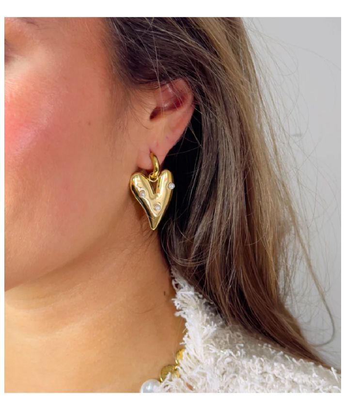 Oorbellen met hart en parels 